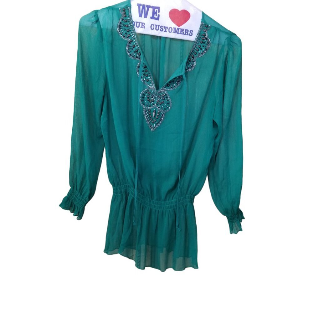 Sienna Rose green Sequin long sleeve top size M (137)